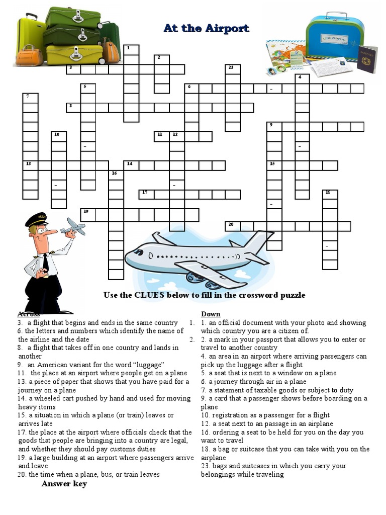 At The Airport Crossword Puzzle PDF Baggage Aviation At The Airport Crossword Puzzle PDF Baggage Aviation
