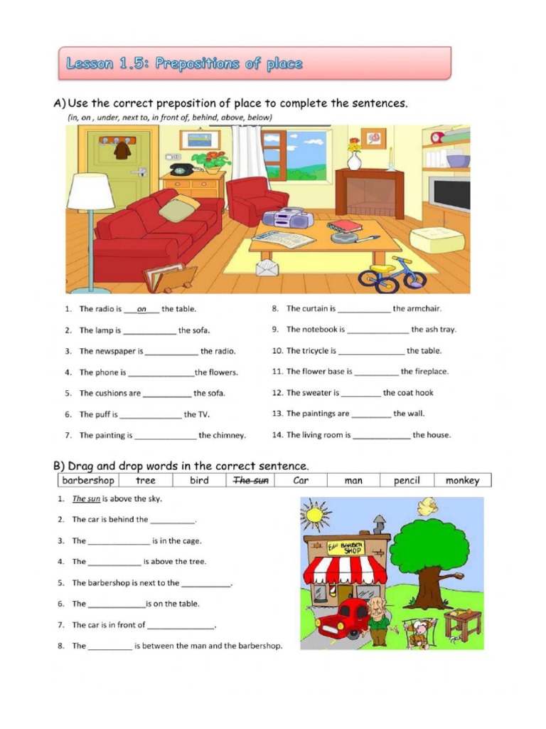 Preposition of Place Worksheet 2 PDF | PDF