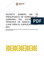 Presupuesto de Egresos Del Gobierno Del Estado de Veracruz de Ignacio de La Llave para El Ejercicio Fiscal 2021 PDF