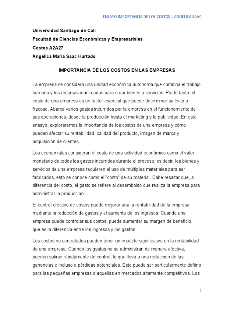 Importancia de los Costos en Empresas | PDF | Marketing | Costo