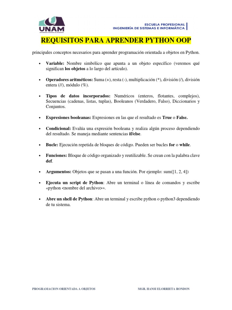 Requisitos para Aprender Python OOP 17.04.23 | PDF | Objeto ...