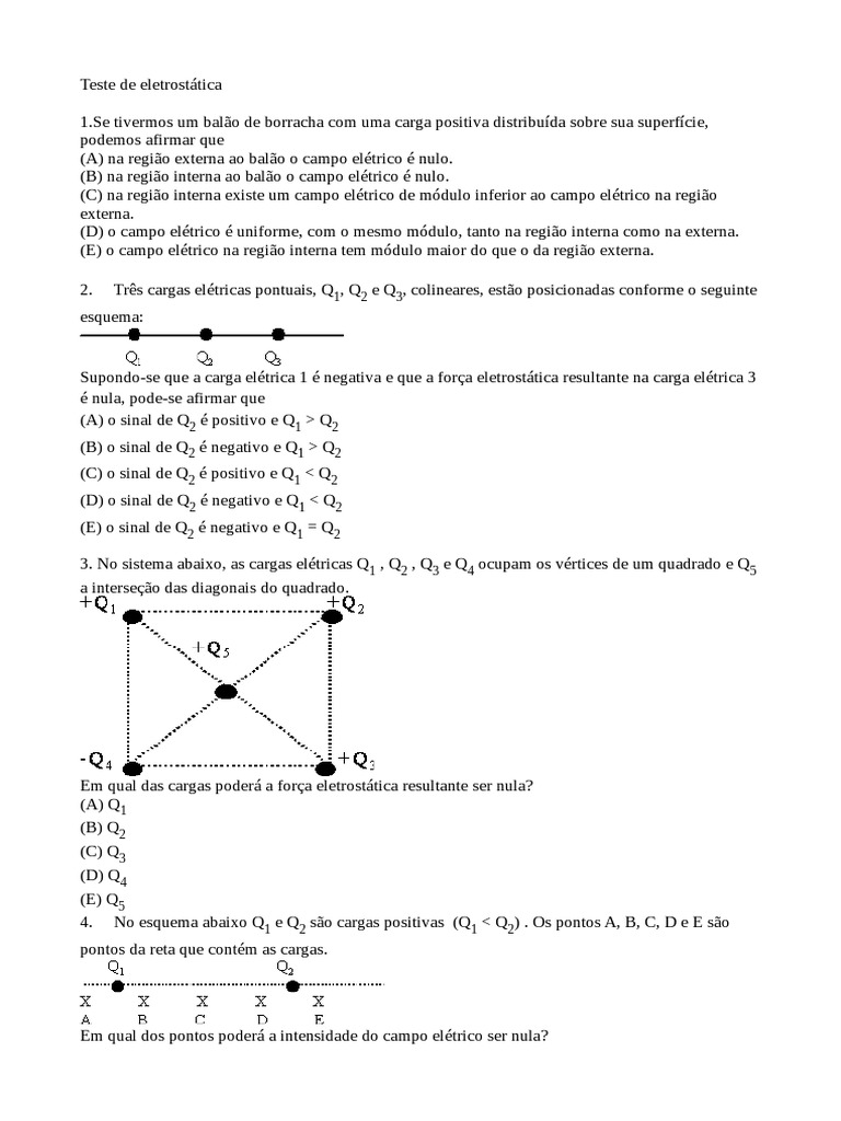 Exercícios Eletrostática | PDF