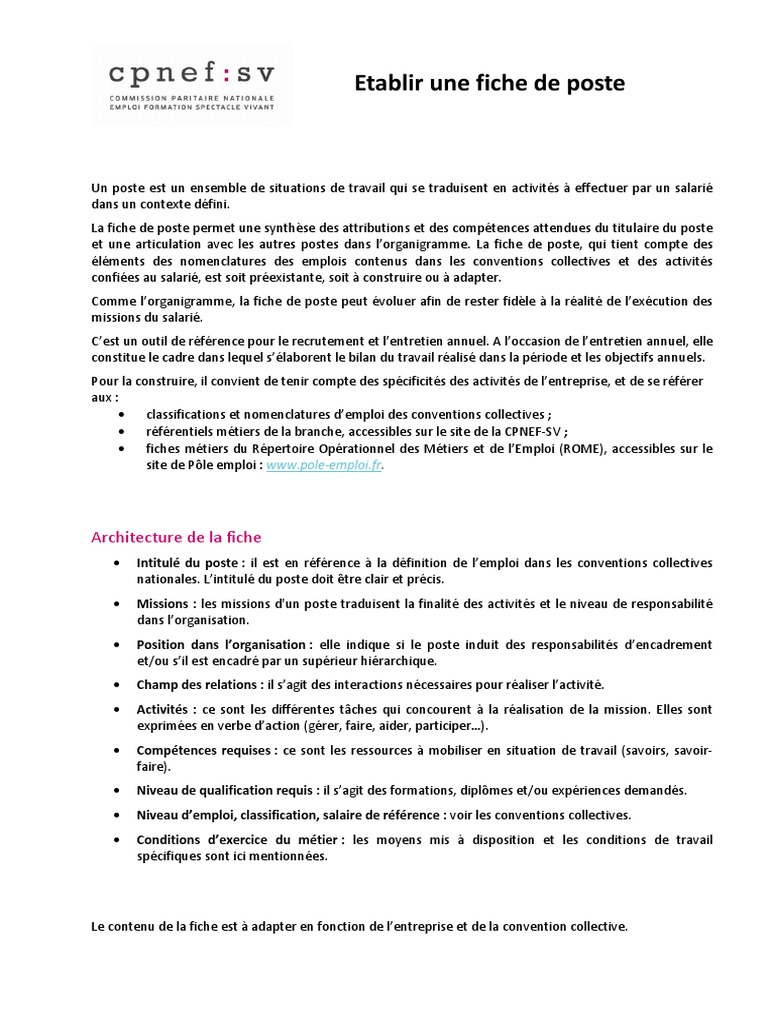Établir une Fiche de Poste Efficace | PDF | la communication | Business