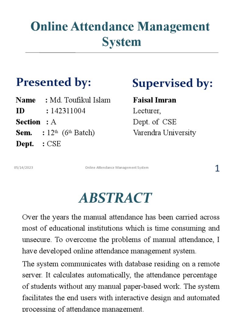 Online Attendance Management System | PDF | Online And Offline | Usability
