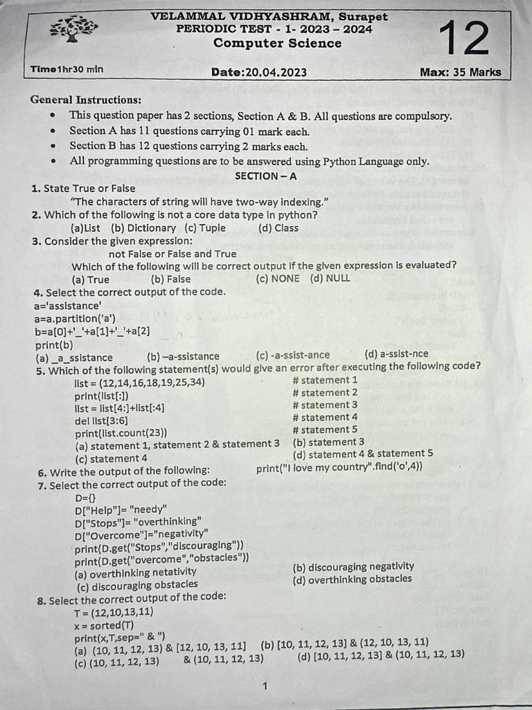 20.04.23 CS Question Paper MATH | PDF