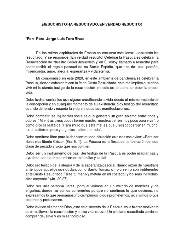 Co Jesucristo Ha Resucitado 3 Abril Pdf