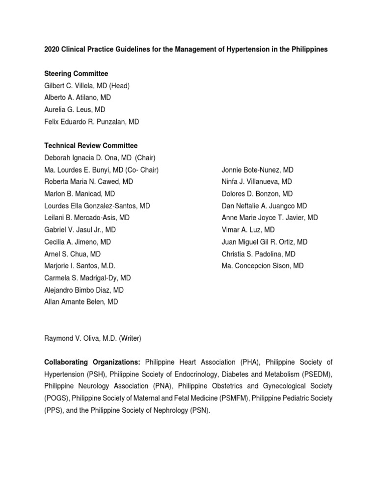 (CPG) Clinical Practice Guidelines For The Management of Hypertension