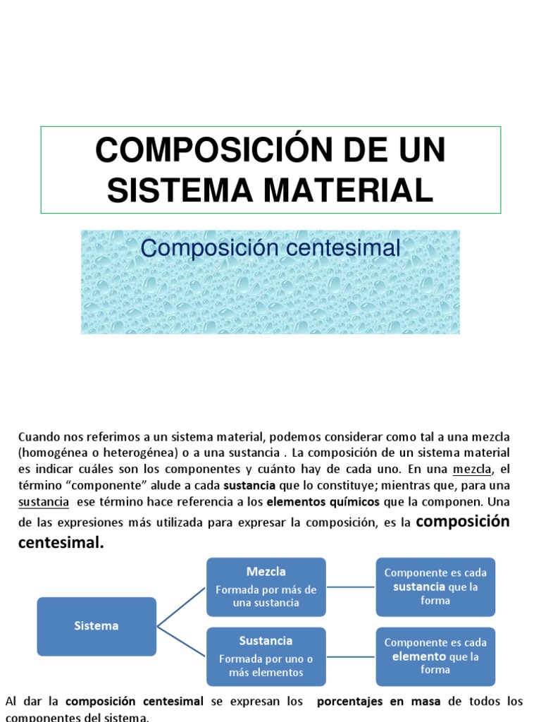 Composición Centesimal en Química | PDF | Sustancias químicas | Mezcla