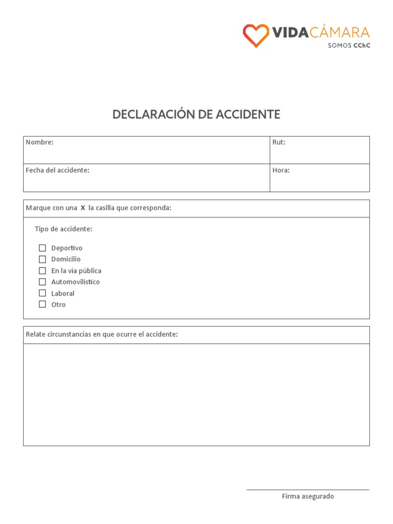 Formulario declaracion accidente editable pdf pdf