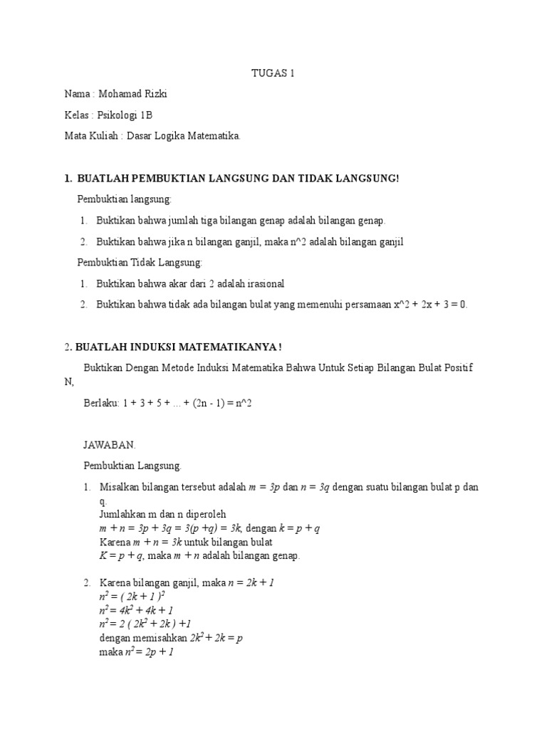 Pembuktian Logika Matematika Dasar | PDF