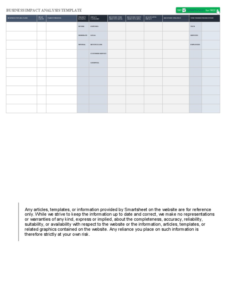 Business Impact Analysis Template | PDF | Business