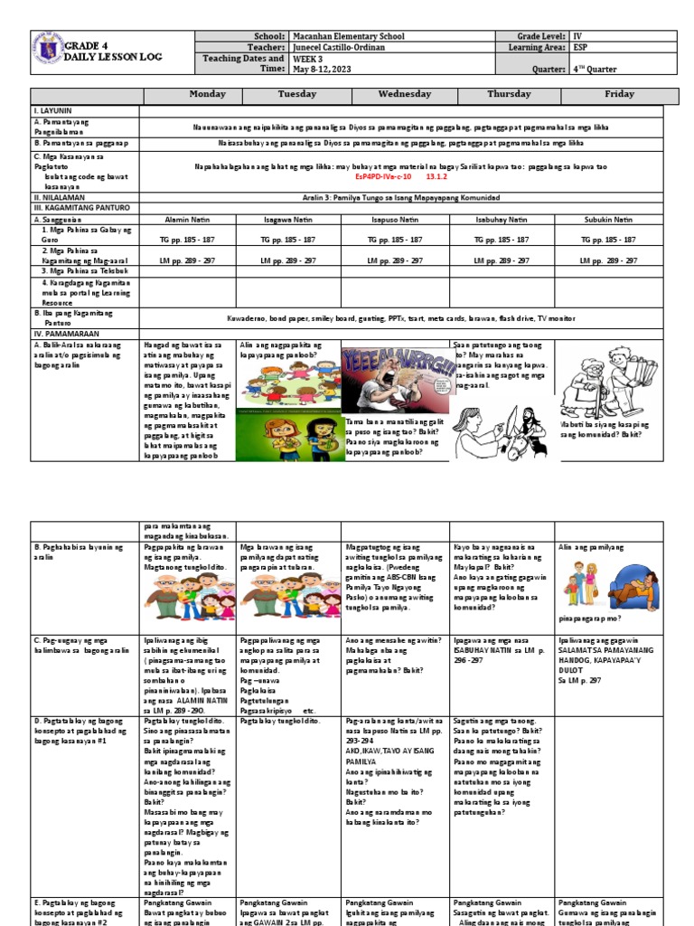 Grade 4 DLL ESP 4 Q4 Week 3 | PDF