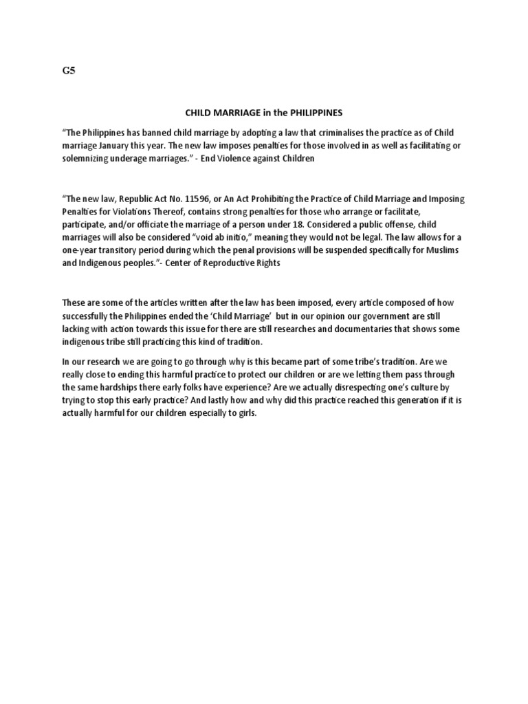 Philippines bans child marriage but more action needed pdf