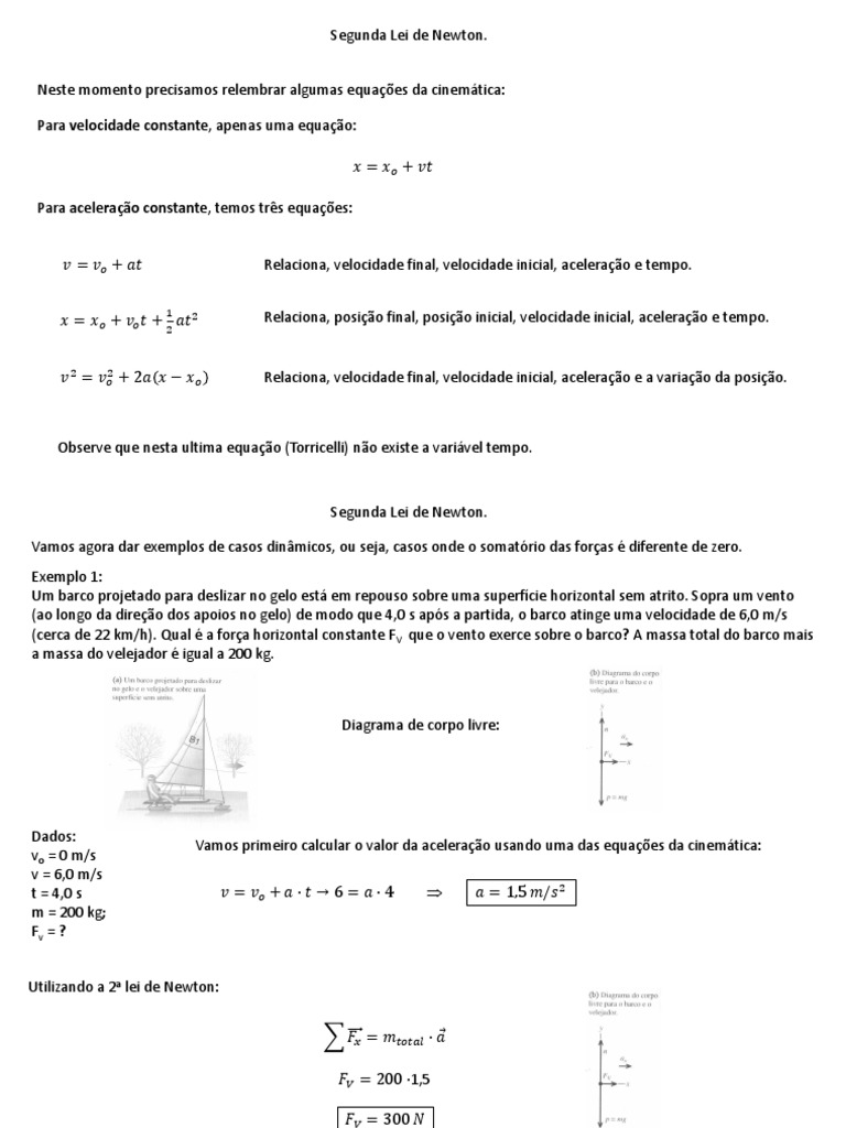 Exemplos da Segunda Lei de Newton | PDF | Leis do Movimento de Newton ...