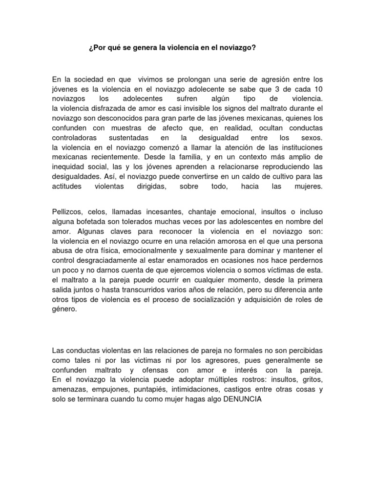 Causas de la violencia en el noviazgo | PDF | Ciencias sociales | Salud ...