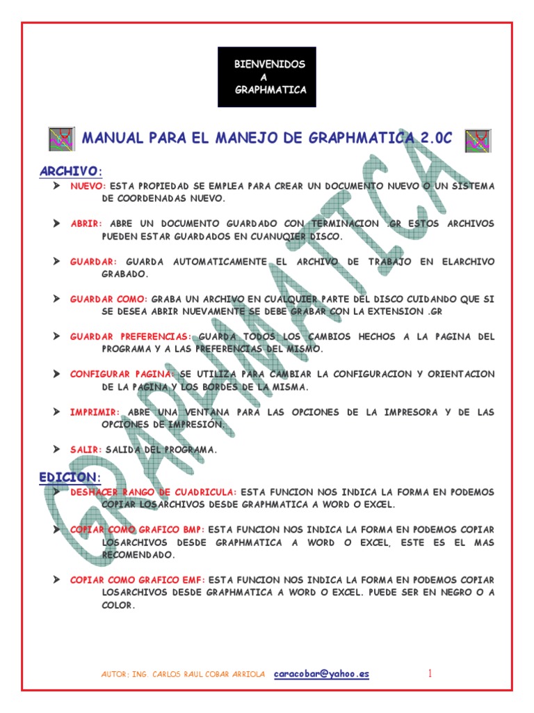 Manual de Uso de Graphmatica 2.0C | PDF | Integral | Derivado