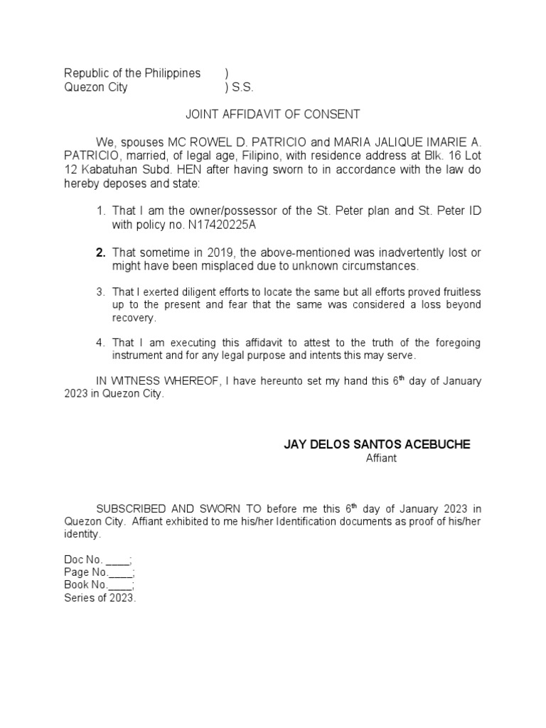Joint Consent To DFA PDF