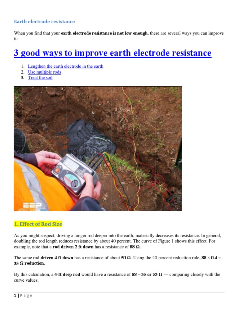 3 Good Ways To Improve Earth Electrode Resistance PDF Soil Corrosion
