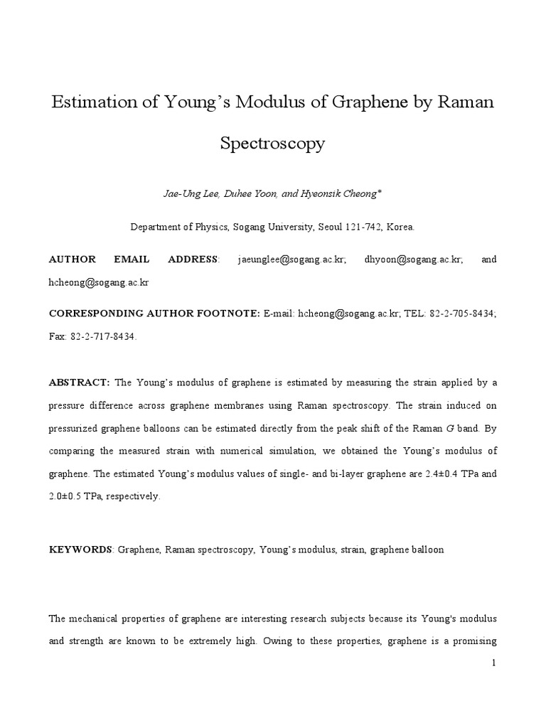 Young's Modulus Estimation of Graphene | PDF | Graphene | Raman ...
