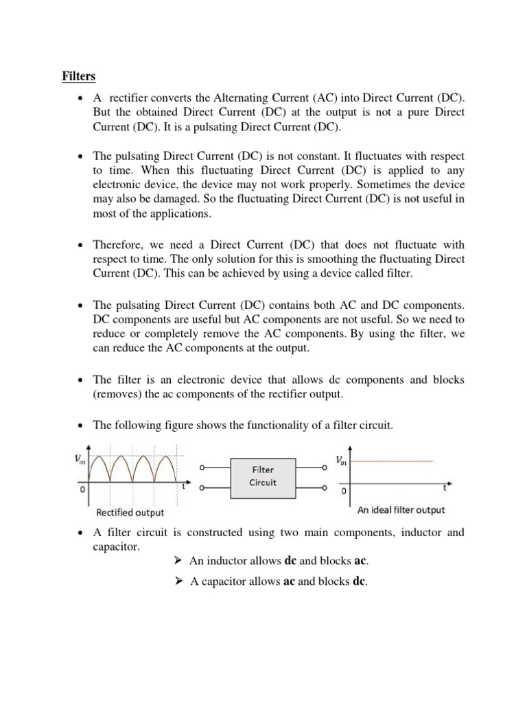 Filters in rectifier circuits PDF Rectifier Capacitor
