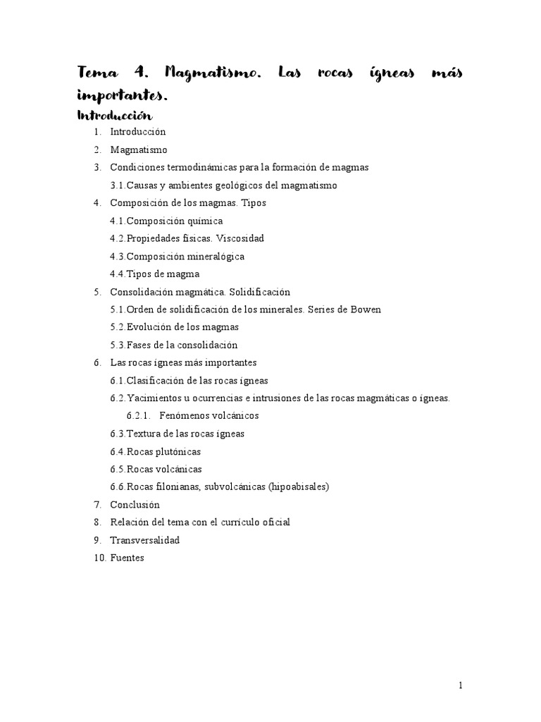 Tipos y formación de rocas ígneas | PDF | Magma | Roca ígnea