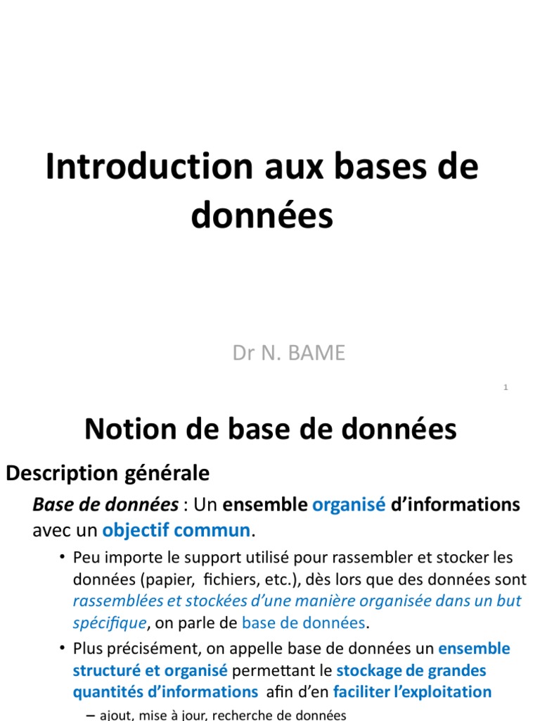 Introduction aux bases de données | PDF | Bases de données | SQL