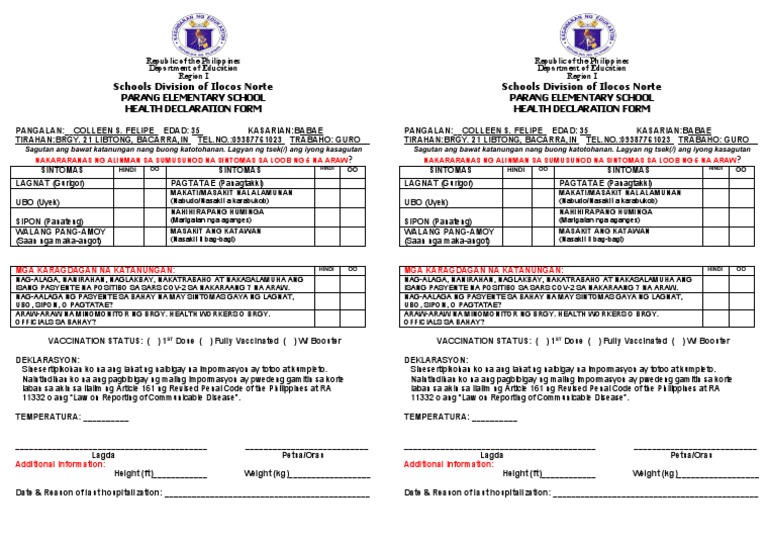 Health Dec. Form86 | PDF