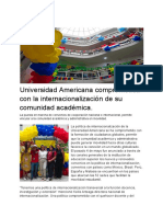 Universidad Americana Comprometida Con La Internacionalización de Su Comunidad Académica