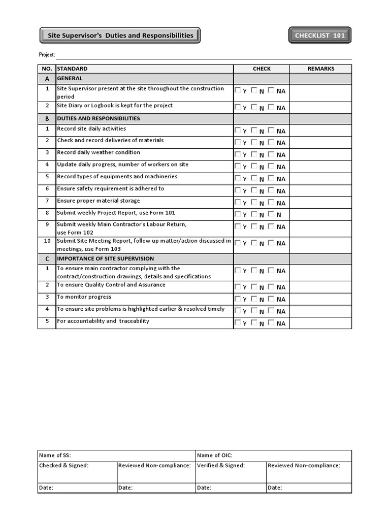 Site Supervisor Duties Overview | PDF | Business