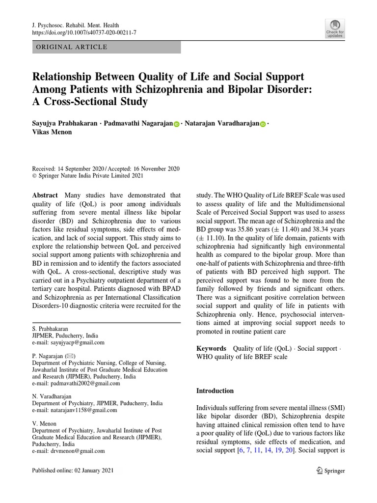Relationship Between Quality of Life and Social Support | PDF ...
