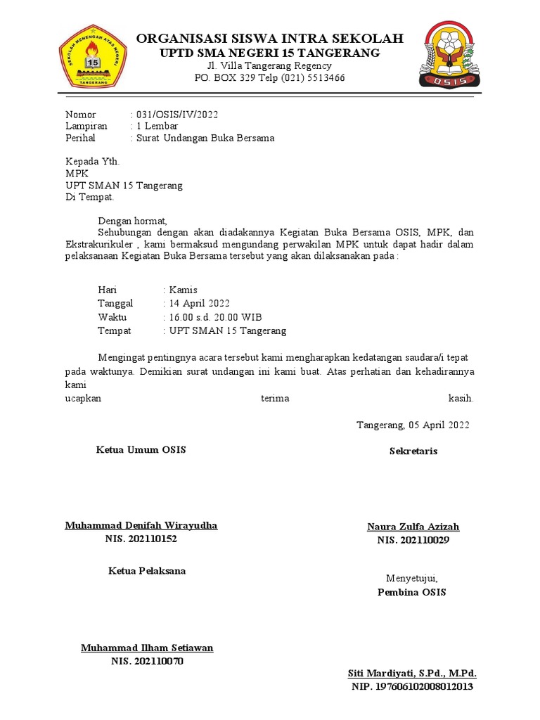 Surat Undangan Buka Bersama. | PDF