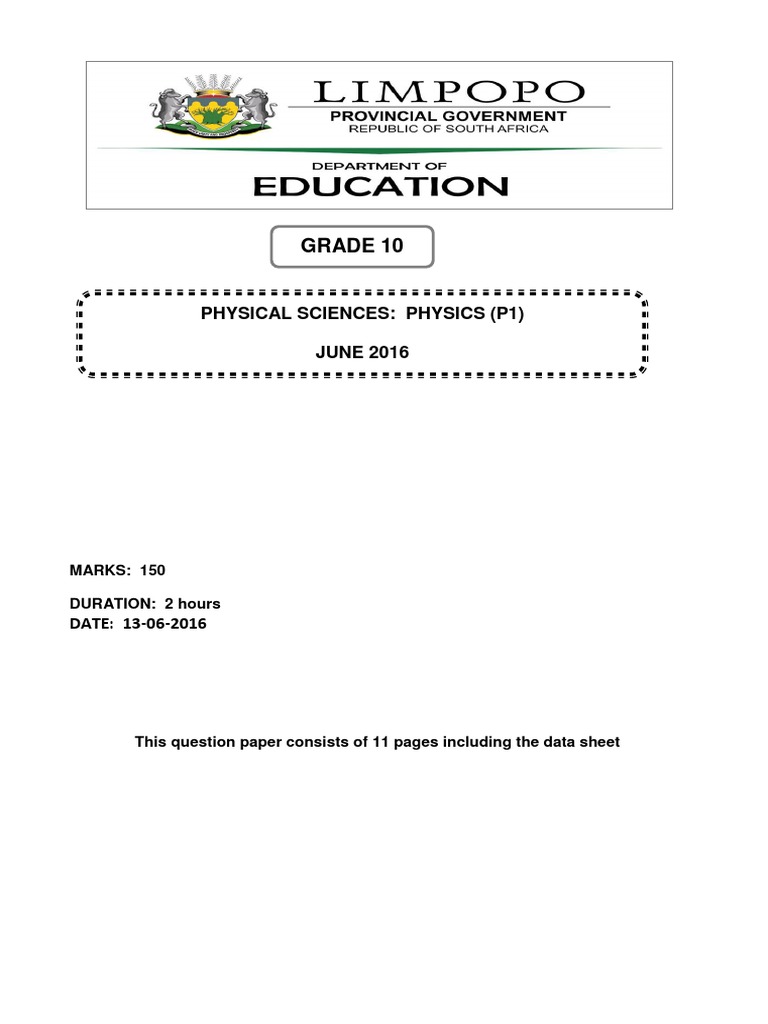 Grade 10 Physics June Exam Paper | PDF | Waves | Electromagnetic Radiation