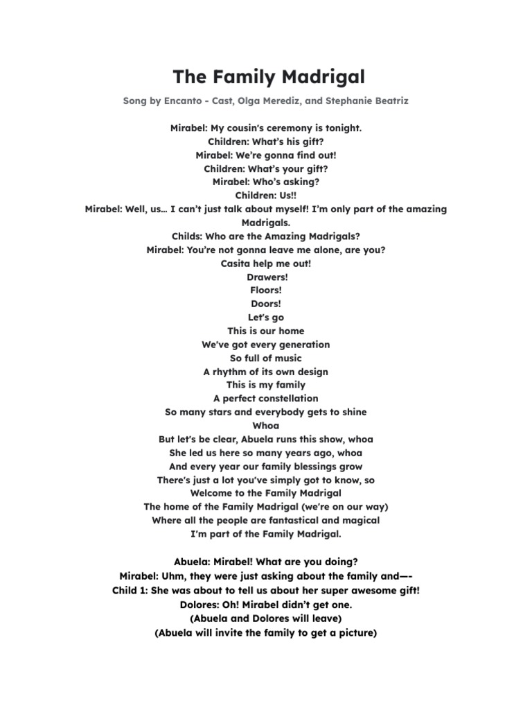 Encanto (Musical Play) | PDF