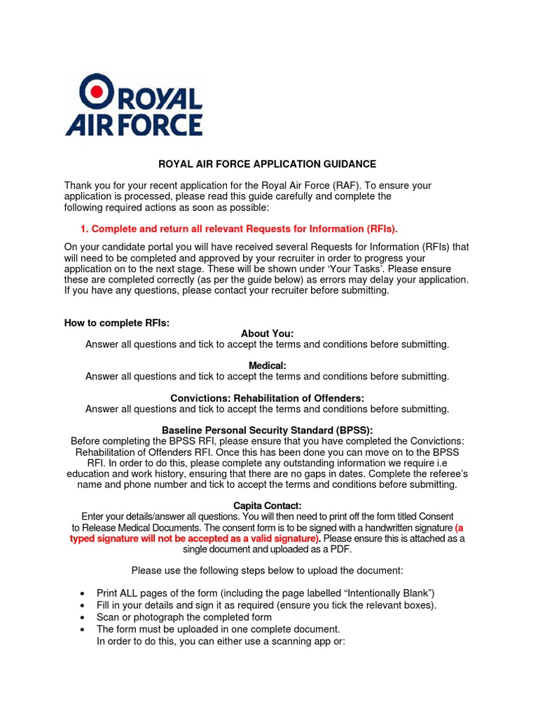 RAF Application Process Guide | PDF | Request For Information