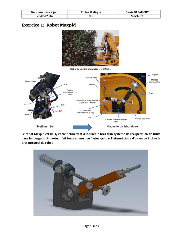 Robot Maxpid : Modèle et Relations Statique | PDF | Mécanique ...
