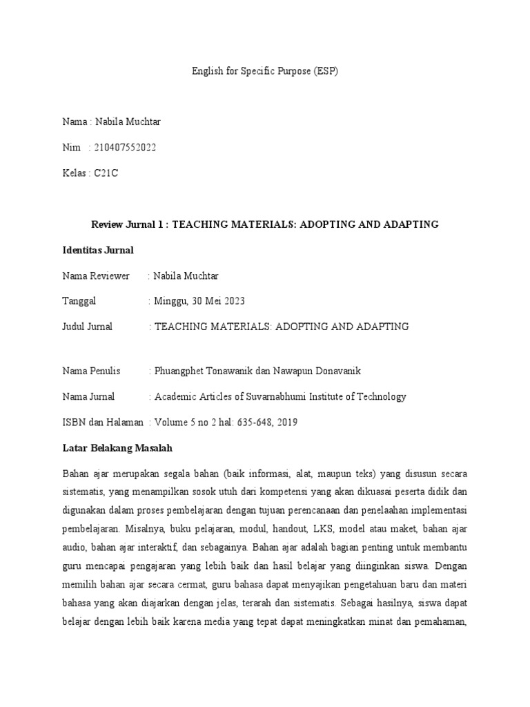 Review Jurnal 1 (Nabila Muchtar) | PDF | Karier & Perkembangan | Seni ...