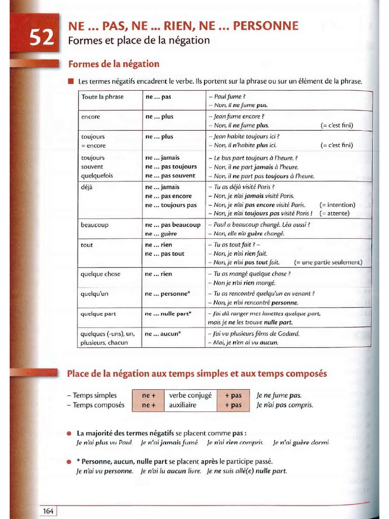 Négation Complexe - Grammaire Avancée Française | PDF