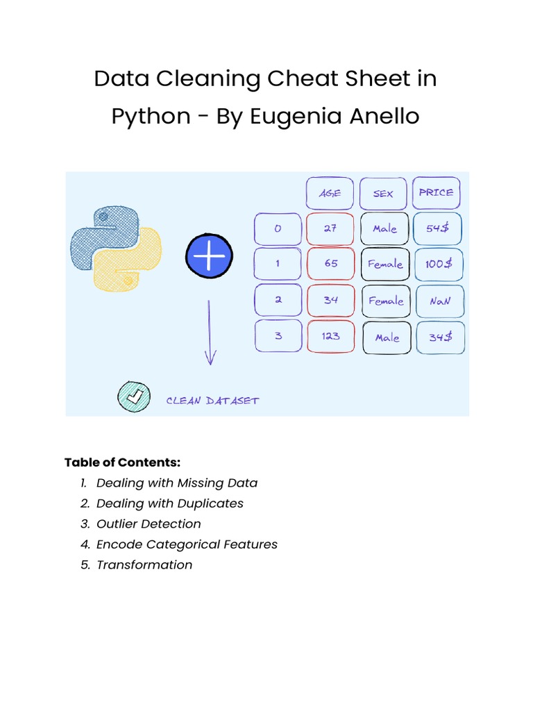 Data_Cleaning_with_Python_Cheat_Sheet_Anello | PDF | Mean | Computing