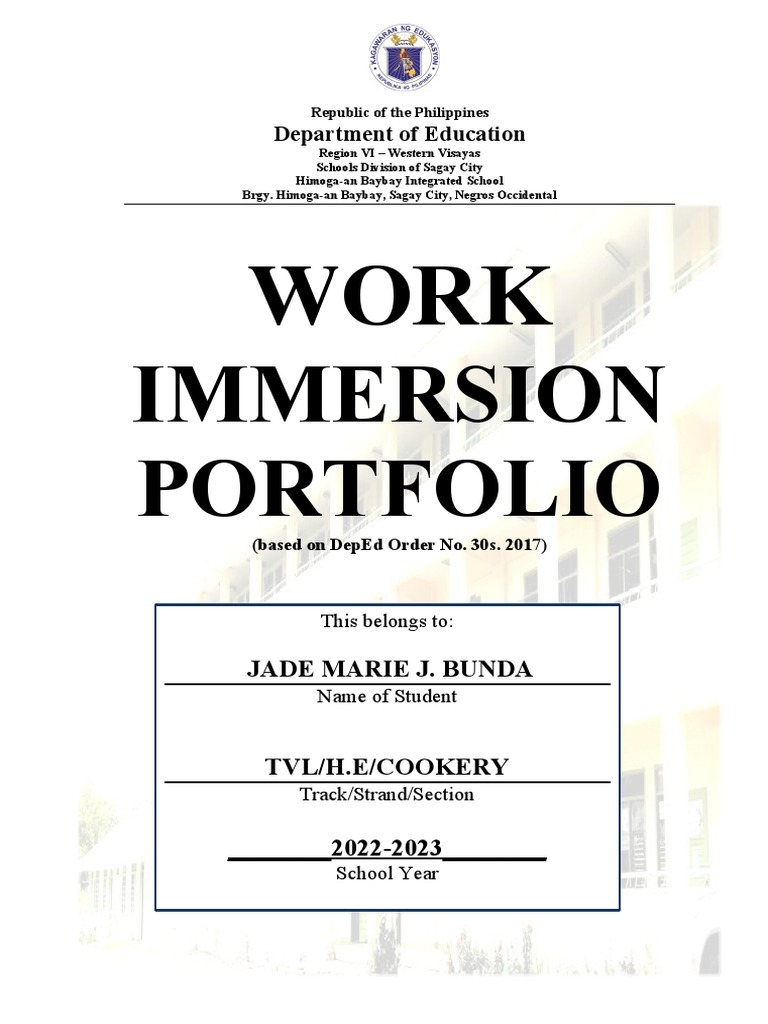 Work Immersion Portfolio Guide for SHS | PDF | Job Interview | Leadership