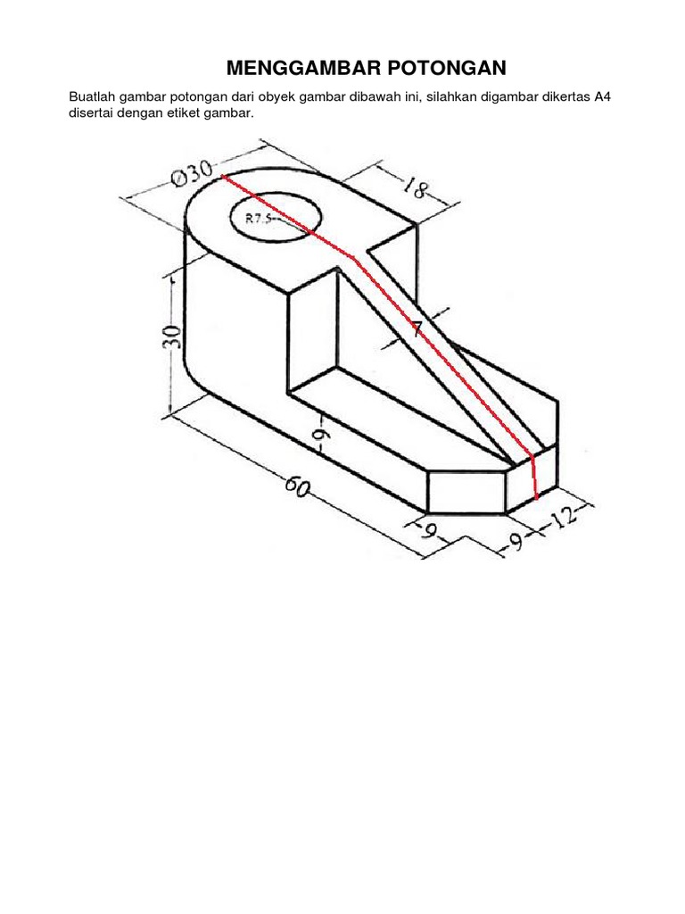 Tugas Gambar Potongan Dan Ukuran | PDF
