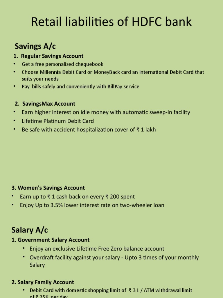 Retail Liabilities of HDFC Bank PDF