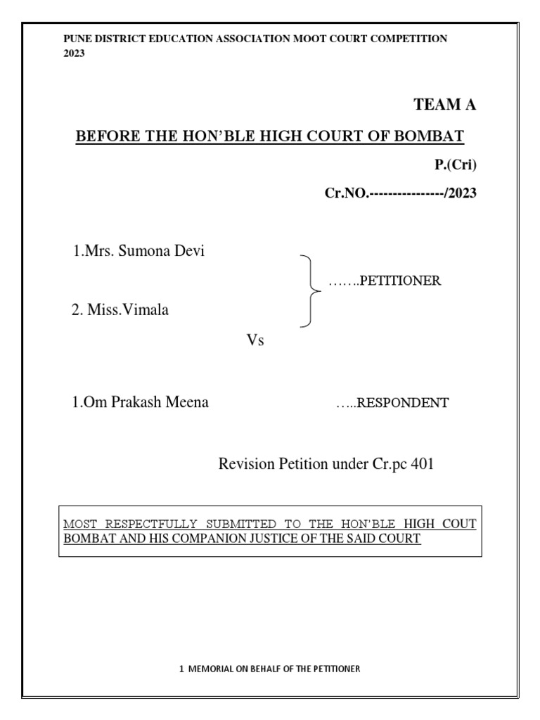 Moot Court 2023: Petitioner Memorial | PDF | Justice | Crime & Violence