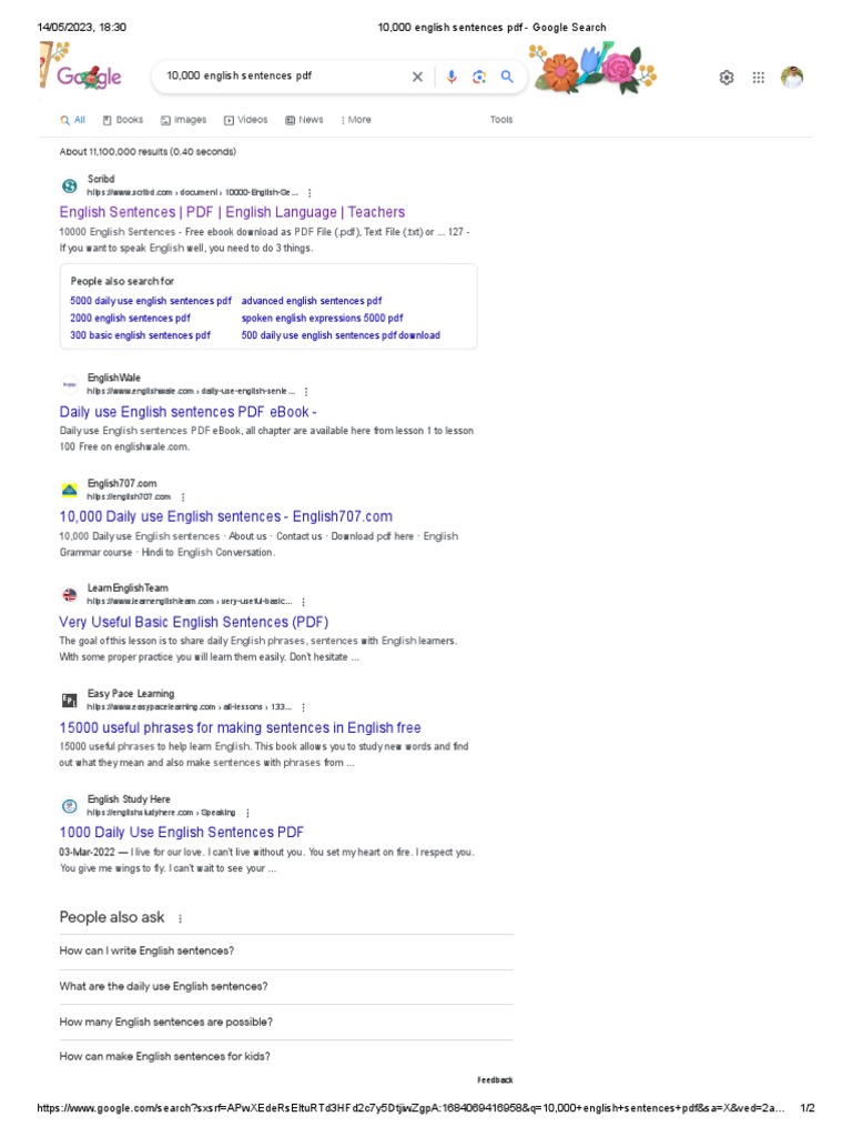 10 000 English Sentences Pdf Google Search Pdf English Language