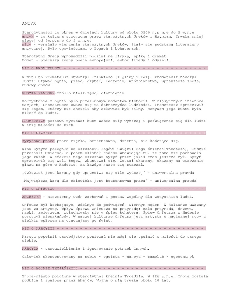 NOTATKI Z POLSKIEGO - Odt | PDF