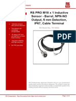 RS PRO M18 X 1 Inductive Sensor - Barrel, NPN-NO Output, 5 MM Detection, IP67, Cable Terminal