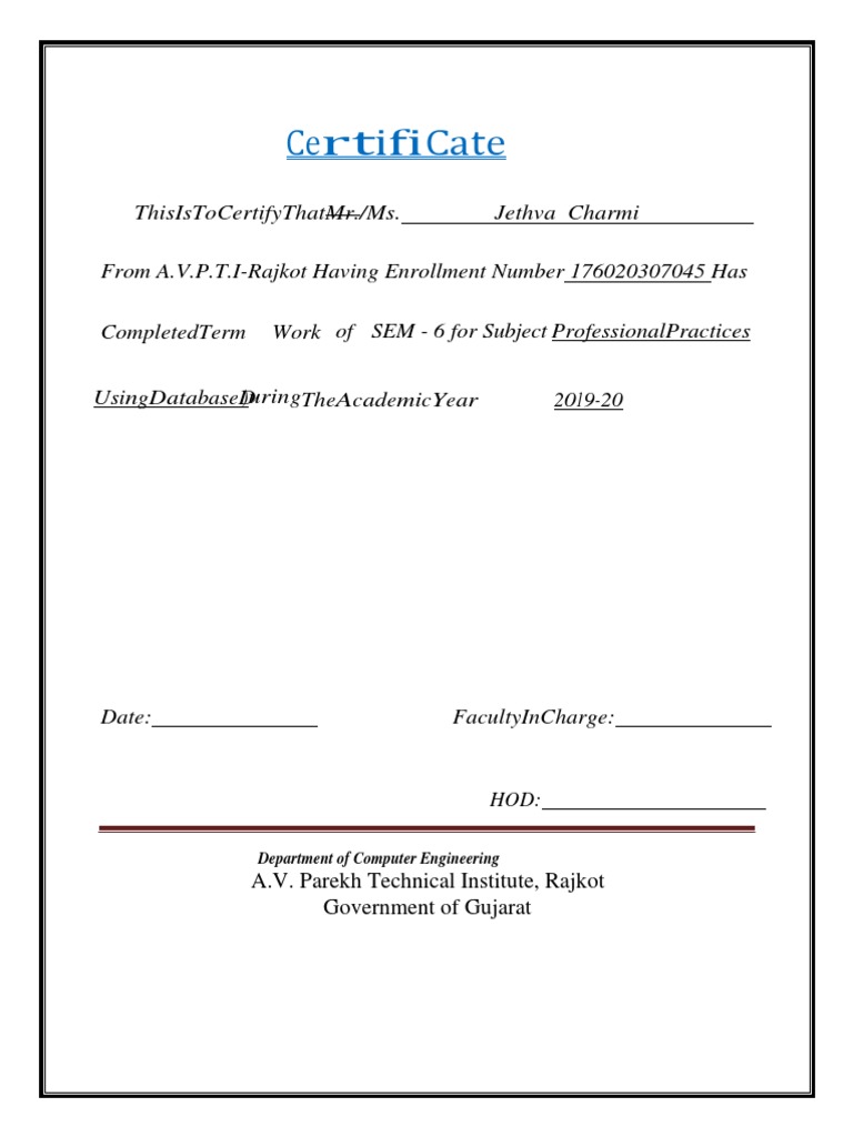 Certificate of Completion: Database Practices | PDF | Databases | My Sql