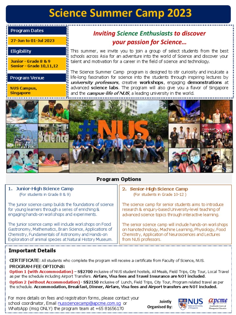 NUS Science Summer Camp 2023 PDF Science Learning