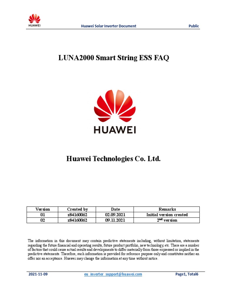 LUNA2000 Smart String ESS FAQ Guide | PDF | Power Inverter ...