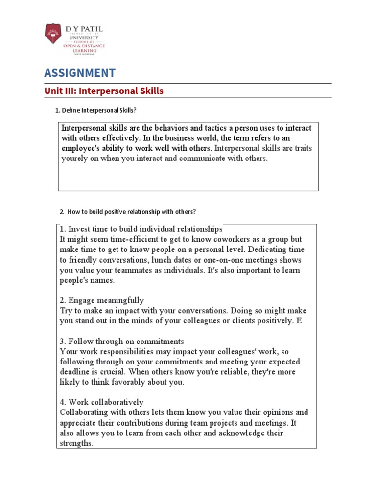 INTERPERSONAL SKILLS ASSESSMENT PDF visual data 2