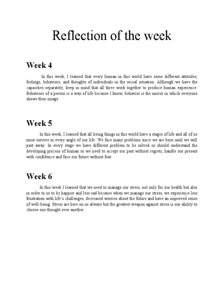 Weekly Reflection PDF